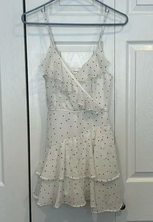 White polka dot romper Size XS thumbnail 1