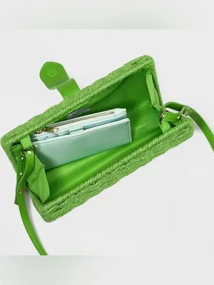 a new day Bright Green Wicker Basket Shoulder Bag & Crossbody, NWT thumbnail 4