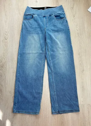 Halara EUC Women's Light Wash Wide Leg Pull On Jeans Size M thumbnail 1