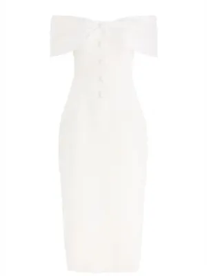 ODD MUSE The Ultimate Muse Bow Midi Dress In White, S thumbnail 3