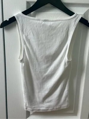 Aritzia Homestretch Rib Henley Tank in White thumbnail 3
