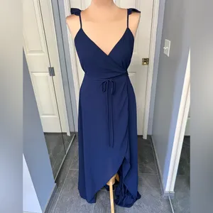 Lulus Here’s To Us Navy Wrap Maxi Dress‎ Bridesmaid Wedding thumbnail 4