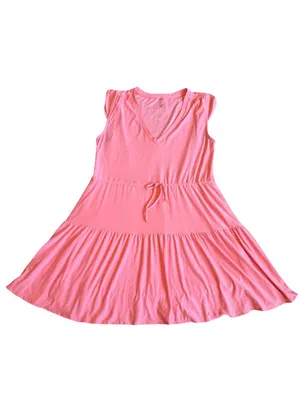 Beyond Yoga Featherweight Out & About Ruffle Mini Tier Dress Coral Size Medium thumbnail 3