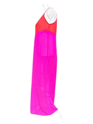 Lulus Seaside Retreat Color Blocking Side Slit Sheer Maxi Beach Cover Size Small thumbnail 8