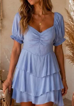 Altar'd State Draped Mini Dress in the color "Forever Blue"- XL thumbnail 1