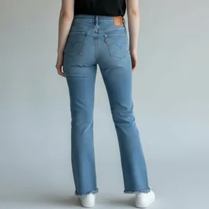 Levis Mid-Rise Skinny Blue Jeans Distressed with Fringed Cuffs Size 29 thumbnail 2