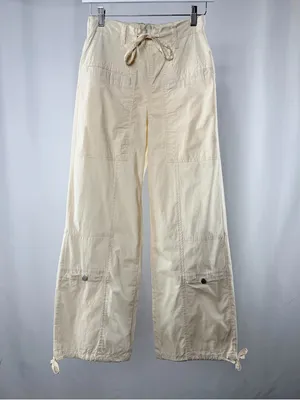 Habitual Wide Leg Drawstring‎ Waist Pants in Cream Size XS thumbnail 3
