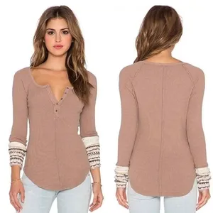 Free People Ski Lodge Cuff Thermal in Mushroom Combo thumbnail 2