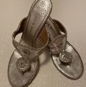 Jack Rogers Silver Sandals with Medallion Detail thumbnail 1