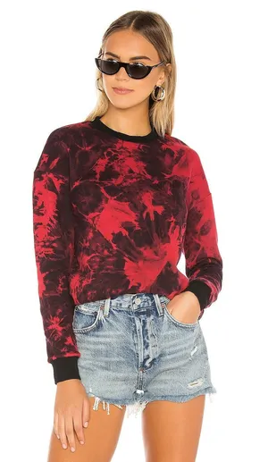 Superdown Breanna Tie Dye Crew Sweatshirt Red Black thumbnail 1
