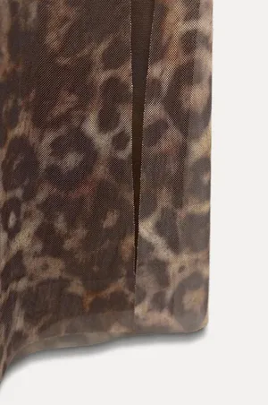 Zara Maxi Dress Mesh Cheetah Animal Print Leopard Bodycon Fitted thumbnail 25