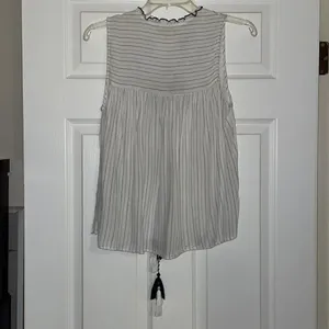 Anthropologie Savannah Jane White and Navy Striped Sleeveless Top thumbnail 4
