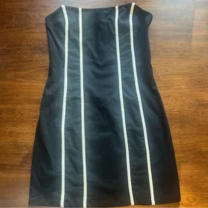 Black Striped Strapless Mini Bodycon Dress thumbnail 2