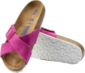 Birkenstock® Suede Siena Soft Footbed Sandals in Fuchsia Tulip thumbnail 6
