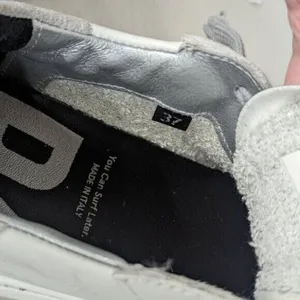 NEW P448 Thea White Leather Suede Sneaker Logo EUR 37 6.5-7 low top shoe sparkly thumbnail 4