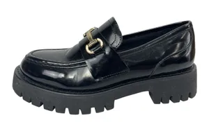Steve Madden Lando Black Leather Slip On Toe Chunky Platform Loafers Shoes 8M thumbnail 1