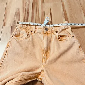 Zara Jeans Women’s Lt Orange Sz 4 High Rise Wide Leg Denim Raw Hem Boho Summer thumbnail 3