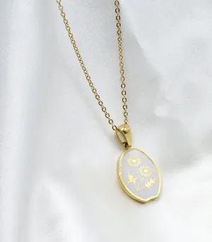Daisy Flowers Irregular Pendant Necklace Gold thumbnail 7