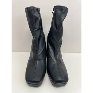 Wild Pair‎ Chunky Heel Platform Booties Black Size 9.5 Sock Like Fit Block Heel thumbnail 5