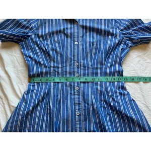 NWOT Evereve Striped Delaney Mini Shirt Dress Medium Blue/White thumbnail 7