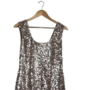 Guess Sleeveless Dress Champagne Gold Size 10 Sequins Sparkling Elegant Club thumbnail 2