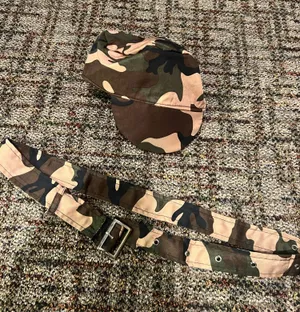 Costume Culture Camouflage Military Surplus Hat and Belt Set Militaria Theme thumbnail 1