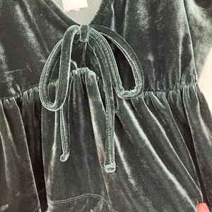 NWT Anthropologie Dark Green Maeve Velvet Babydoll top size XS. thumbnail 7