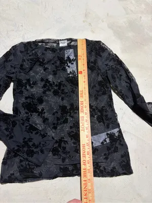 Abercrombie & fitch NWT Sheer Black Floral Long-Sleeve Top small MSRP$50 thumbnail 3