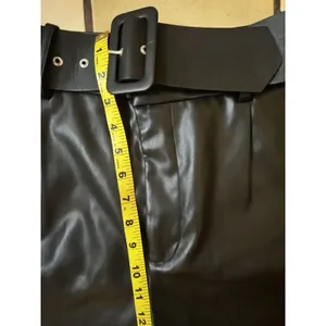 Zara Faux Leather Pants Sz M Black Belted Sophisticated Party Date Night Club thumbnail 9