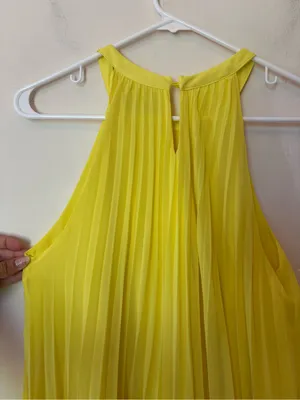 ZARA Pleated Halter Neck Sleeveless A-Line Mini Dress Yellow Sz XS thumbnail 11