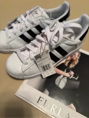 adidas White Superstar Patent Leather Sneakers with Black Stripes and Shell Toe thumbnail 3