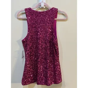 Alice + Olivia Pink Sequined Tank Top Size Medium All Over Sequin Glam thumbnail 5