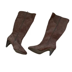 Comfortview Knee High Boots Womens 7WW Brown Faux Suede Patchwork Boho Y2K thumbnail 2