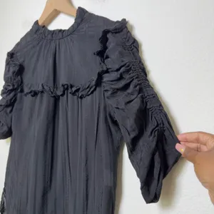 Veronica Beard Women SILK Top Blouse 4 Black‎ Ruffle Royalcore Cottage thumbnail 4