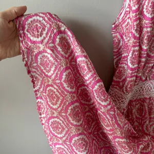 Roller Rabbit Women’s Pink Silk and Cotton Émane‎ Rose Medallions Dress Size XL thumbnail 7