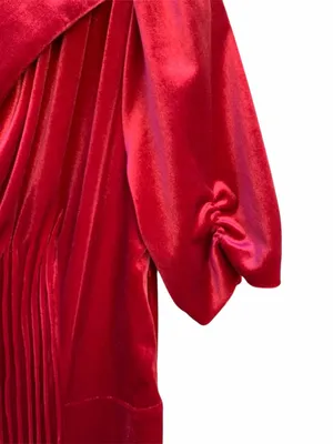 Lila Rose Bridesmaid Red Velvet Knee Length Pleated Front Dress 6 thumbnail 4