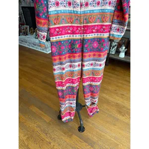 Natural Life border print fleece onesie colorful boho floral pattern M thumbnail 4