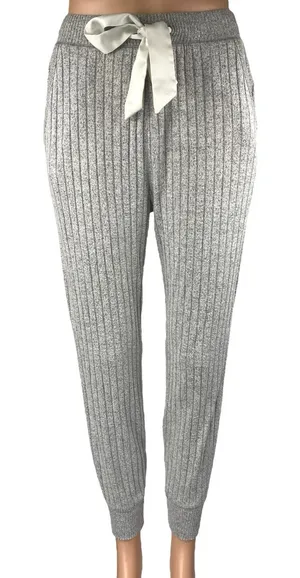 Abercrombie & Fitch Women's Gray Ribbed Tapered Lounge Joggers Sweatpants Sz XS thumbnail 1