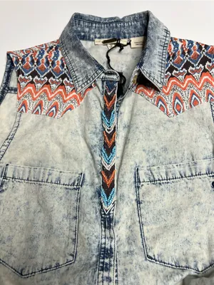 NWT miss me acid wash denim shirt medium thumbnail 7