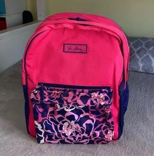 Vera Bradley large backpack in pink and purple thumbnail 1