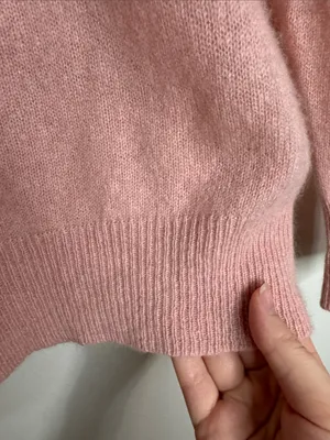 Skull Cashmere Dusty Pink Floral Skull Embroidery Neck Cutout Cashmere Sweater M thumbnail 7