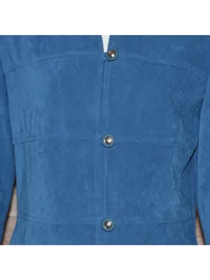 R&K Originals Womens Size 8 Blue Faux Suede Peplum Jacket Blazer Y2K Structured thumbnail 4