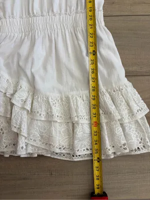 Karina Grimaldi Lucia White Eyelet Sleeveless Tiered Ruffle Skirt Mini Dress S thumbnail 10