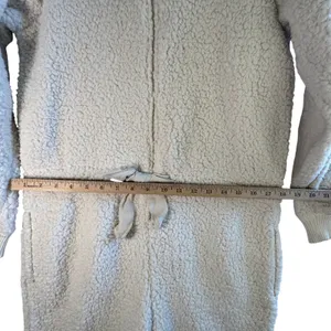 Aerie‎ Sherpa One Piece Pajamas Snow Way Fleece Hooded Onesie Cream White M NWT thumbnail 8
