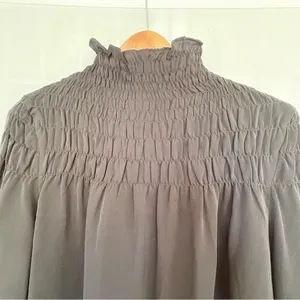 Patrizia Luca smocked high neck long sleeve blouse black thumbnail 3