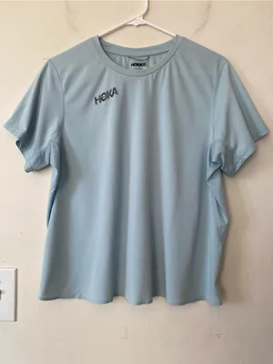HOKA Women’s Performance Short Sleeve Top T-Shirt Light Blue Sz XL thumbnail 3