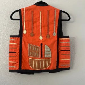 Vintage Handmade Vest Small Embroidered Patchwork Arty Bohemian Boho Retro thumbnail 2