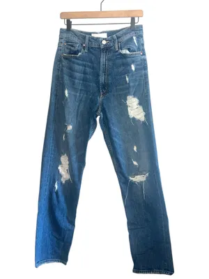 MOTHER "High Waisted Study Hover" Straight Jeans Peaches & Scream‎ Size 28 thumbnail 2