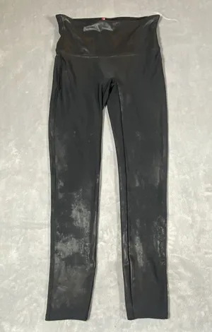 SPANX Faux Leather Leggings Black Womens Size XL Stretch Mid Rise Sleek Slimming thumbnail 1