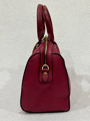 Jessica Moore Berry Red Pebbled Faux Leather Venture Satchel thumbnail 5